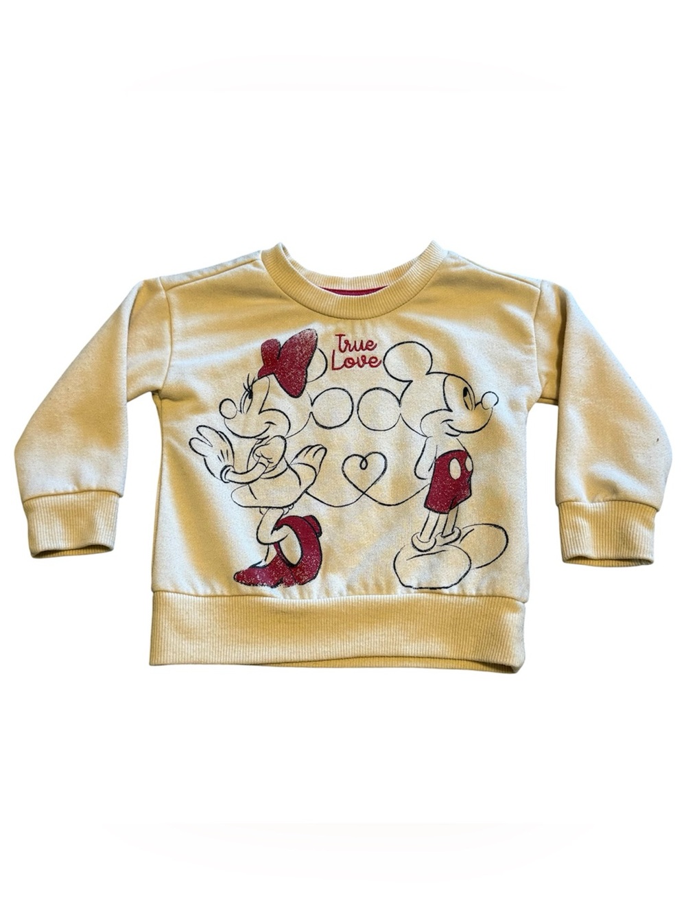 Disney Mickey Minnie True Love Sweatshirt 12M Cream Red Baby Pullover